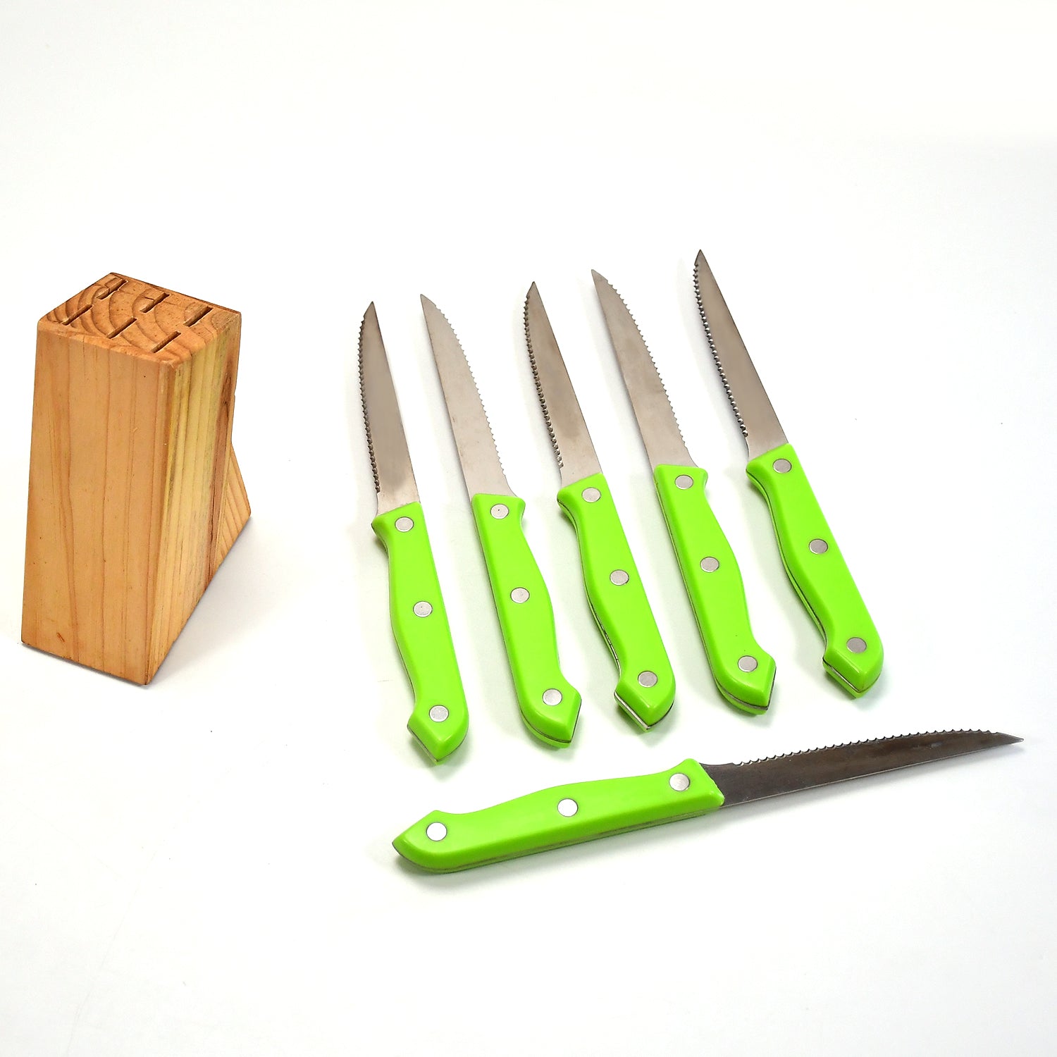 2751 6in1 Multipurpose Stainless Steel Fine Edge Knife Set with Perfect Grip Handle And Wooden Stand for Home Kitchen Knives Set Combo DeoDap 2751 6in1 Multipurpose Stainless Steel Fine Edge Knife Set with Perfect Grip Handle And Wooden Stand for Home Kitchen Knives Set Combo DeoDap